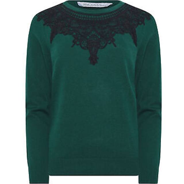 M&Co Teal Green Lace Detail Crew Neck Jumper 10-12 M&Co Womens
