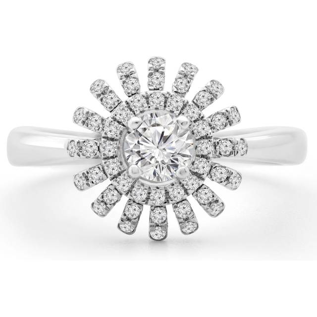 Majesty Diamonds MD240160-3 0.4 CTW Round Diamond Floral Double Halo Ring in 14K White Gold - Size 3