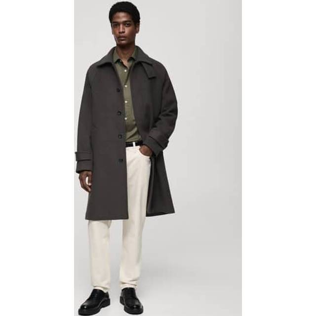 Mango Cesare Regular Fit Long Sleeve Cotton Shirt, Khaki