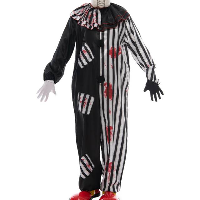 (Jumpsuit only, M) Snailify Creepy Clown Costume For Men Halloween Bloody Circus Clown Jumpsuit