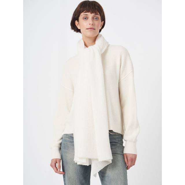 Loose knit organic cashmere scarf with rib details