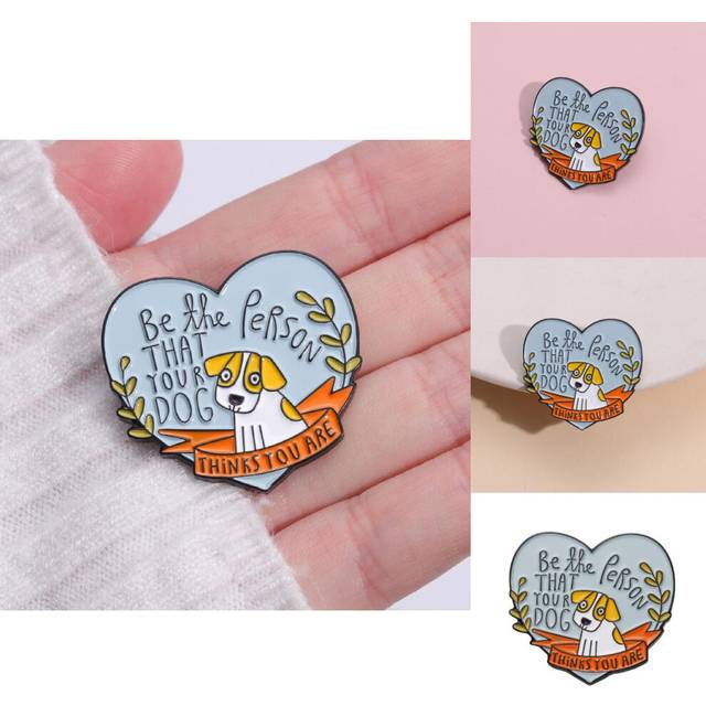 Playful Cartoon Dog Brooch Cute Heart Shaped Decorative Pin Unique Alloy Badge For Fashion Enthusiasts