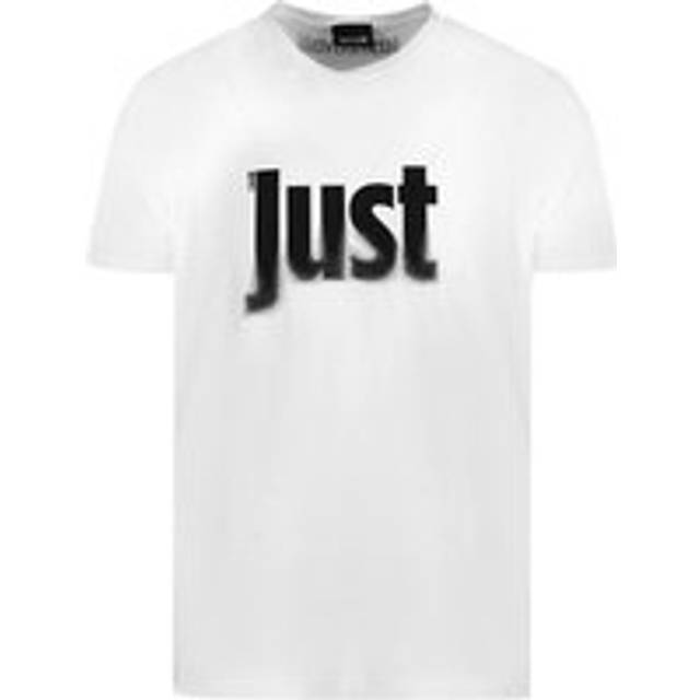 Men's Just Cavalli Fading Logo White T-Shirt - Size: 40/Regular