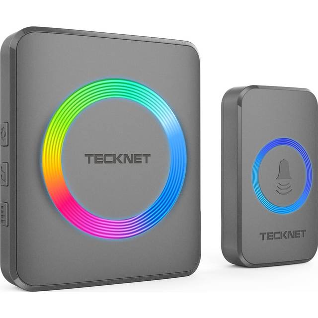 (1 Grey receiver with 1 transmitter) TECKNET Wireless Doorbell, IP65 Waterproof Wall Plug-in Cordless Door Chime Kit with 1300feet / 400m Range, 60 Ch