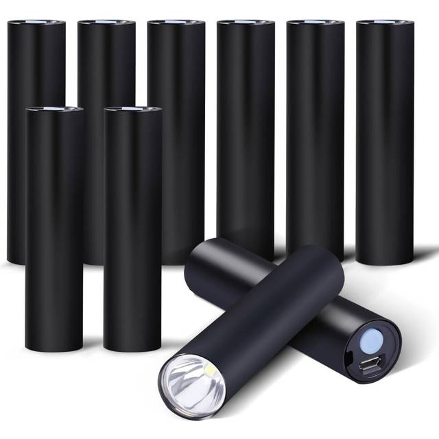 Chronus 10 Pack Rechargeable Flashlights Bulk, Small LED Flashlights, Pocket Mini Flashlight Set, 300 Lumens Black Aluminum Portable Flashlights for