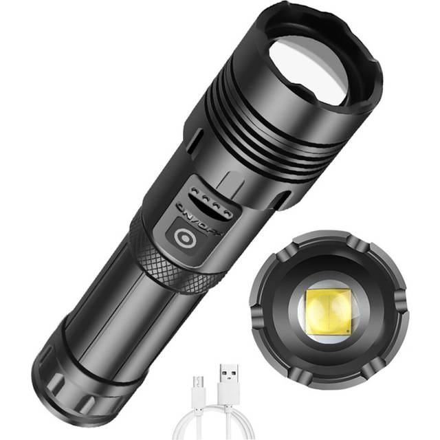Chronus Flashlight, Flashlights High Lumens Rechargeable, Most Powerful Flashlight(Black)