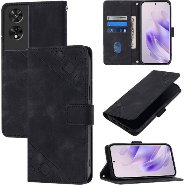 (Black) Case for Tcl 505 Card Holder Wallet Flip Cover Magnetic Leather