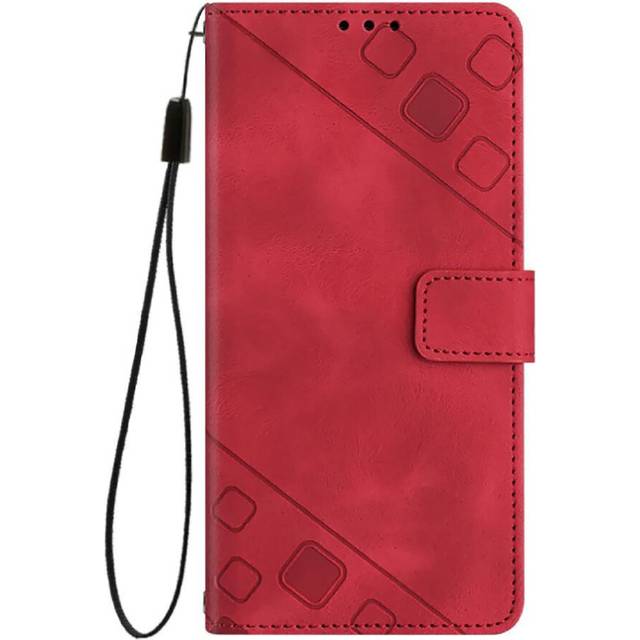 (Red) Case for Tcl 505 Card Holder Wallet Flip Cover Magnetic Leather