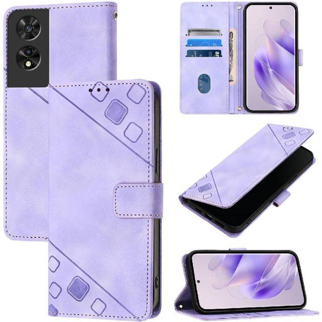(Purple) Case for Tcl 505 Card Holder Wallet Flip Cover Magnetic Leather