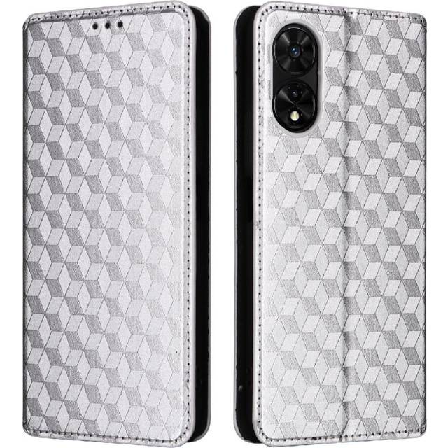 (Silver) Case For TCL 505/T509K/T5094 PU Leather 3D Pattern Card Slots Holder Wallet Magnetic Closure