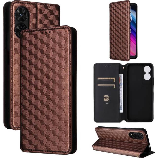 (Brown) Case For TCL 505/T509K/T5094 PU Leather 3D Pattern Card Slots Holder Wallet Magnetic Closure