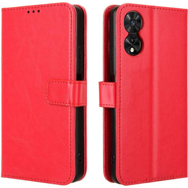 (Red) Case For TCL 505 4G Card Holder Magnetic Wallet Flip Cover