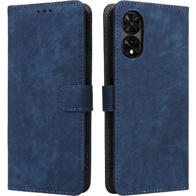 (Blue) Case For TCL 505/T509K/T5094 RFID Blocking Flip Folio Wallet Card Slots Cover Magnetic Closure PU Leather