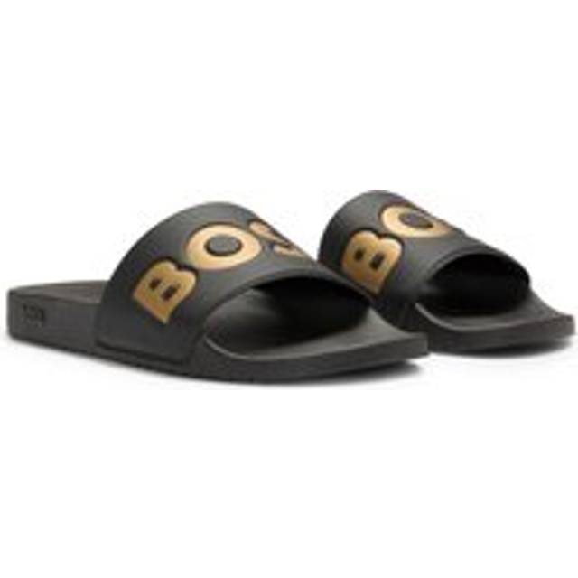 Men's BOSS Orange Aryeh Mens Italian-Made Slides with Large Logo Detail NOS - Black - Size: 10