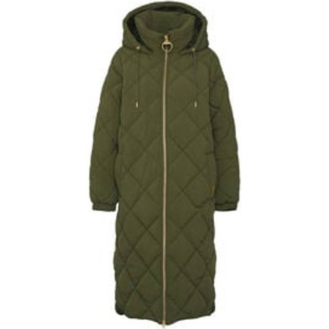 Barbour Kirkton Womens Long Puffer Jacket - Olive - Size 18 UK