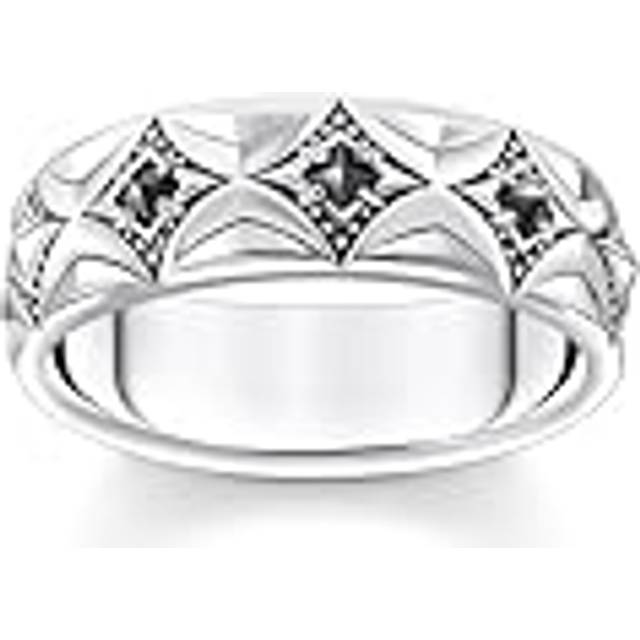 Thomas Sabo Womens 925 Blackened Silver Sterling-silver and Zirconia Band Ring 62mm