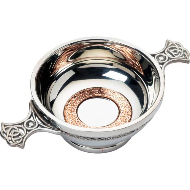 "3"" Quaich with Scottish Copper Ring Insert Celtic Design and Celtic Handles"