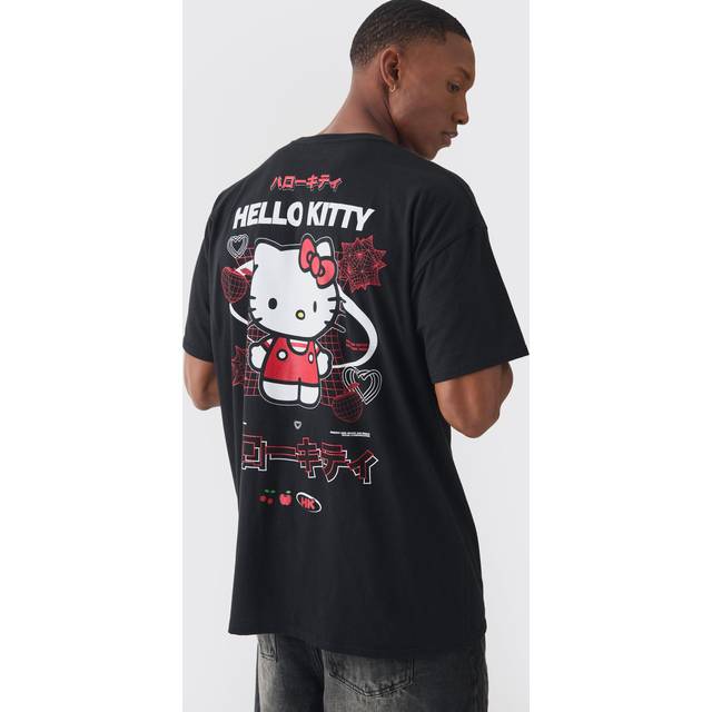 Oversized Hello Kitty License Print T-shirt - Black - S
