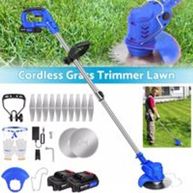 Briefness - Electric Cordless Grass Trimmer Garden Weed Strimmer Cutter Rechargeable 2PCS Battery