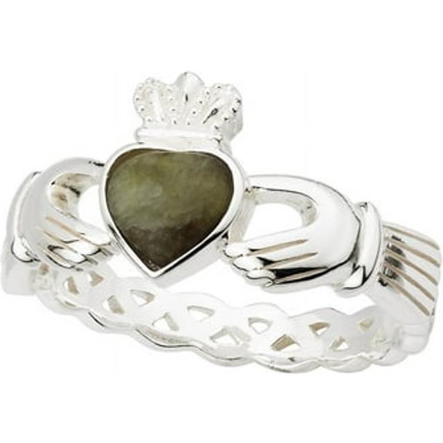 Silver Connemara Marble Claddagh Ring - 9