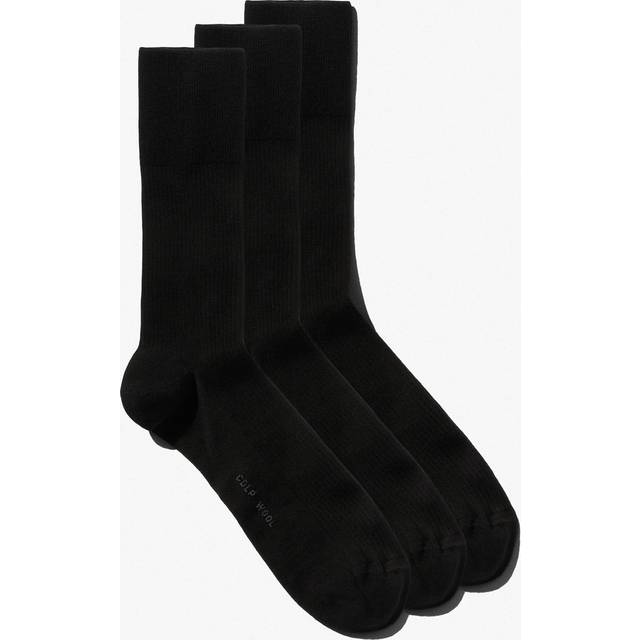 CDLP  - 3 × Mid Length Wool Rib Socks - Black