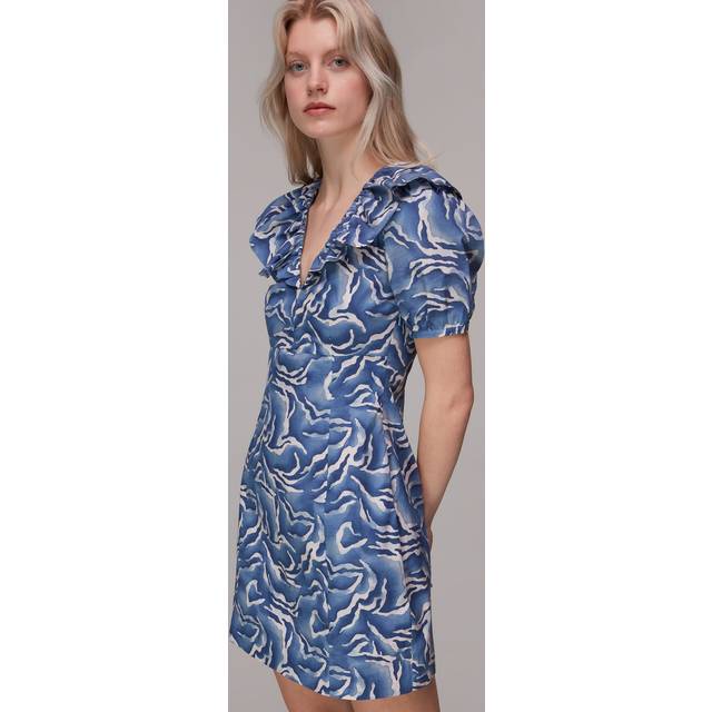 Womens Watercolour Zebra Poplin Dress Animal Print - Blue - 14