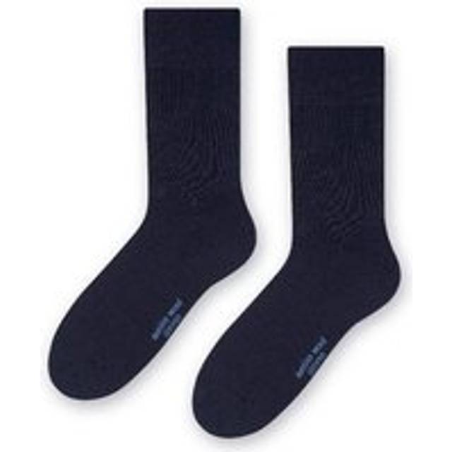 (6-8 UK, Navy) Steven - Mens Warm Soft Merino Wool Ribbed Dress Socks