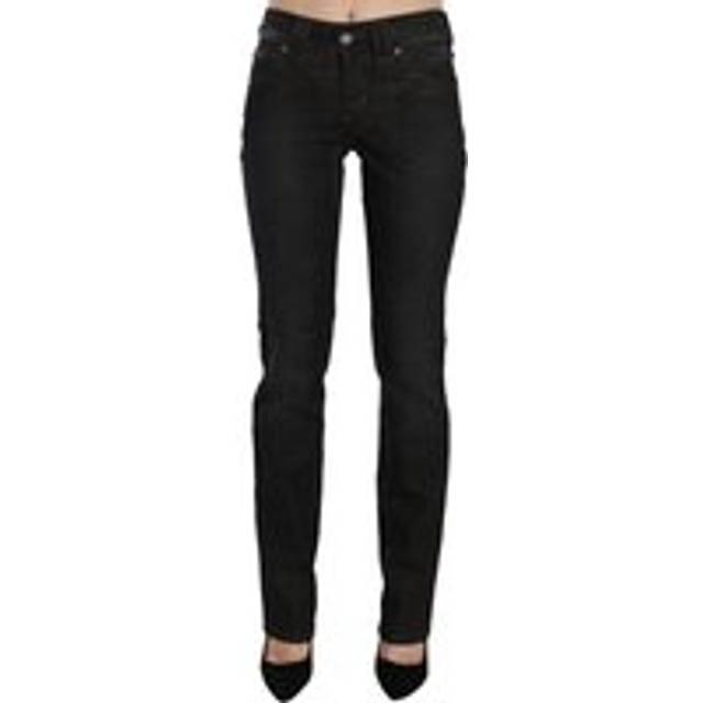 John Galliano Black Mid Waist Slim Fit Corduroy Denim Casual Pants - W27