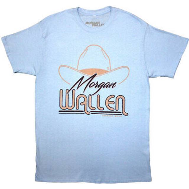 (XL, Blue) Morgan Wallen Cowboy Hat T Shirt