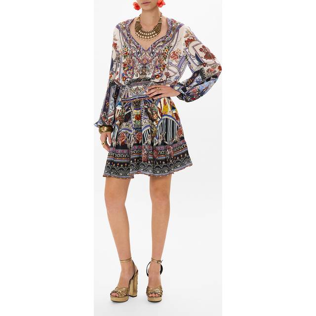 Shirred Relaxed Short Dress My Folk Art Heart, M