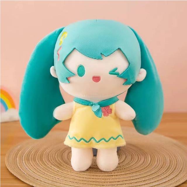 (Yellow, 22cm/8.66in) Hatsune Miku Fufu Plush Toy Cartoon Fill Doll Appease Accompany Pillow Gift