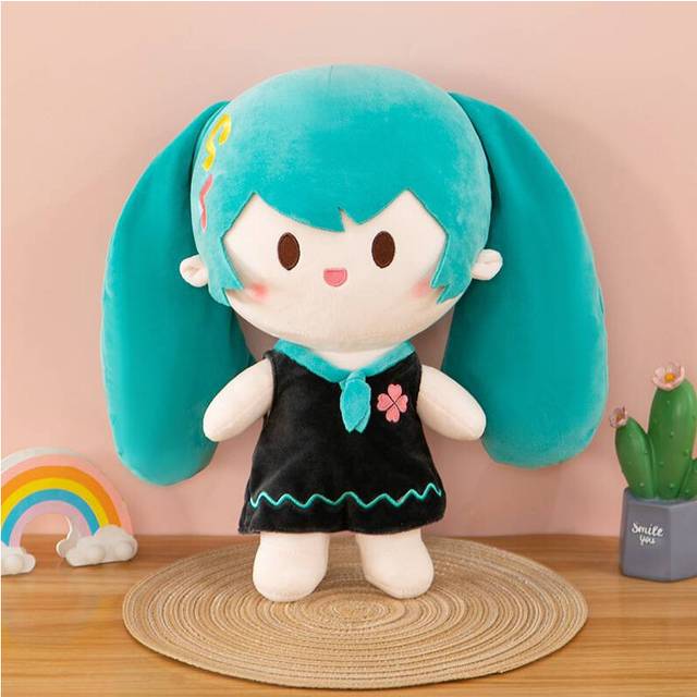 (Dark Blue, 35cm/13.78in) Hatsune Miku Fufu Plush Toy Cartoon Fill Doll Appease Accompany Pillow Gift