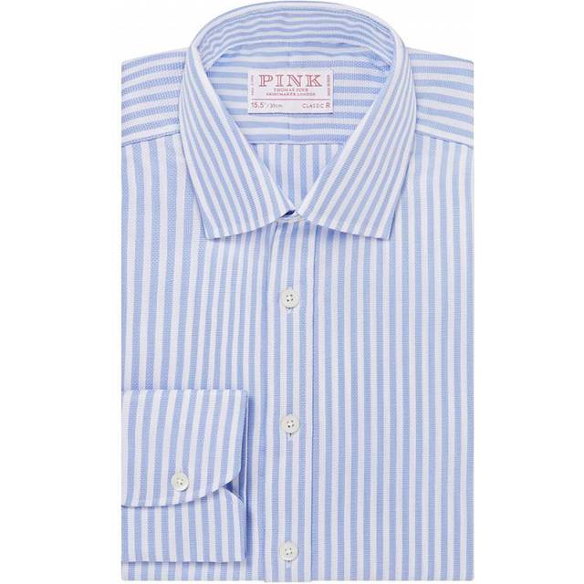 Blue Striped Classic Fit Cotton Shirt (15.5 L)