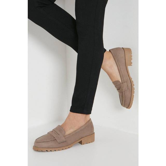 Womens Wide Fit Leoni Chunky Loafers - Taupe - 8