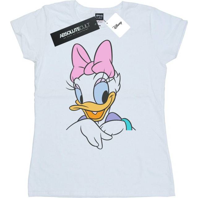 (L, White) Disney Womens/Ladies Daisy Duck Big Portrait Cotton T-Shirt