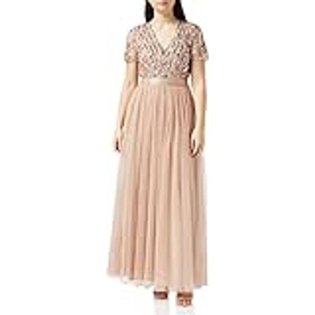 Maya Deluxe Stripe Embellished Sash Belt Maxi Dress