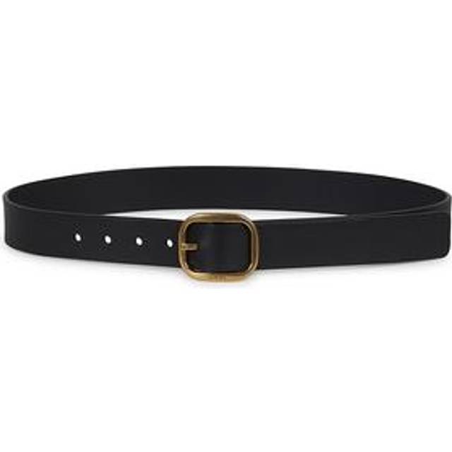 Loewe Womens Black/gold Rounded Leather Belt 32 - BLACK/GOLD