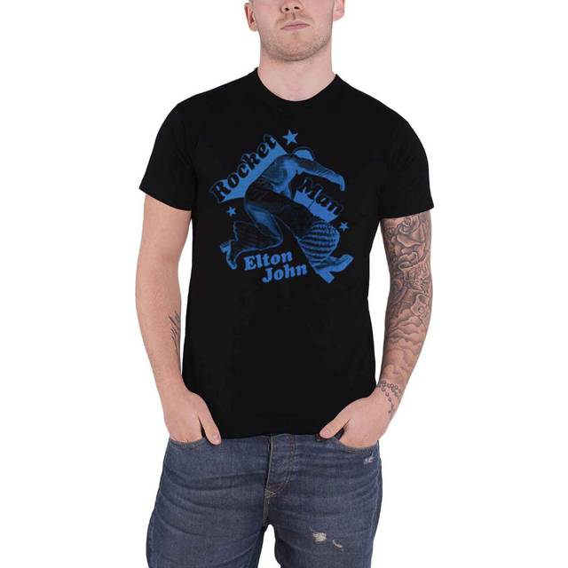 (XXL, Black) Elton John Rocketman Jump T Shirt