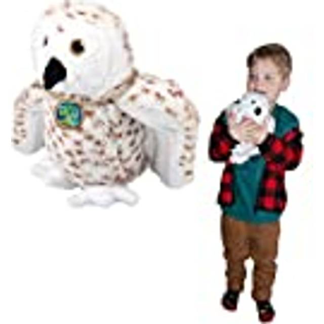 EcoBuddiez - Snöig Uggla från Deluxebase. Medium 20 cm plysch tillverkad av återvunna plastflaskor. Söt miljövänlig plysch med djurform för små barn.