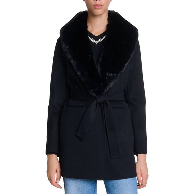Double-Faced Faux-Fur Lapel Coat - BLACK - Maje’s story begins in France in 1998, when Judith Milgrom was inspired by the cosmopolitan Parisian woman to create a brand that celebrates her trend-driven style. Offering collections ranging from ready-to-wear clothing to bags and accessories, each design is enlivened by sharp details to achieve the brand’s signature glamourous, yet bold and understated look.