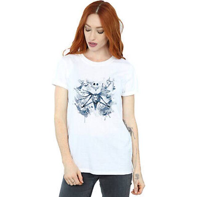 Nightmare Before Christmas Paint Spray Carers Cotton Boyfriend T-Shirt - Grey - L