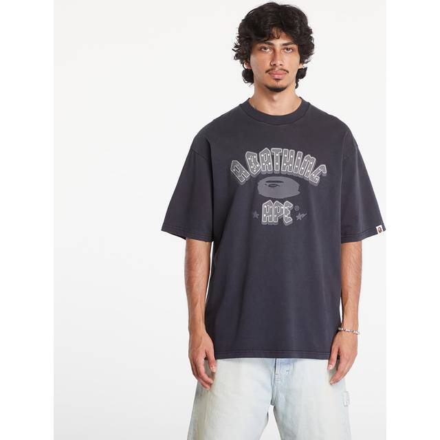 T-shirt A BATHING APE Garment Dye Rhinestone Logo Relaxed Fit Short Sleeve Tee Charcoal L (L)