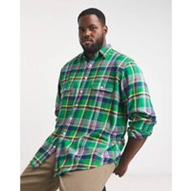 Polo Ralph Lauren Brushed Flannel Shirt - Green Multicolour - M TALL