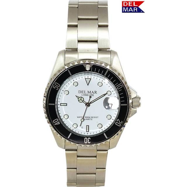Del Mar Watches 50405 Men's Classic Coronado White Face & Black Bezel SS Watch 5