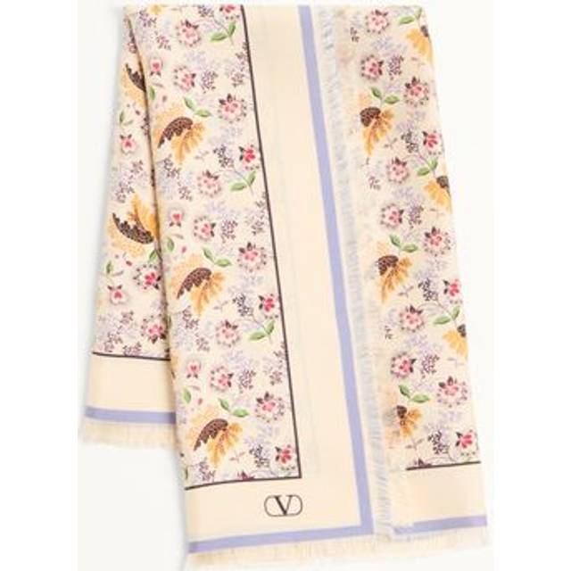Valentino Garavani Papier Floral Silk Scarf Woman BUTTER/LILAC UNI