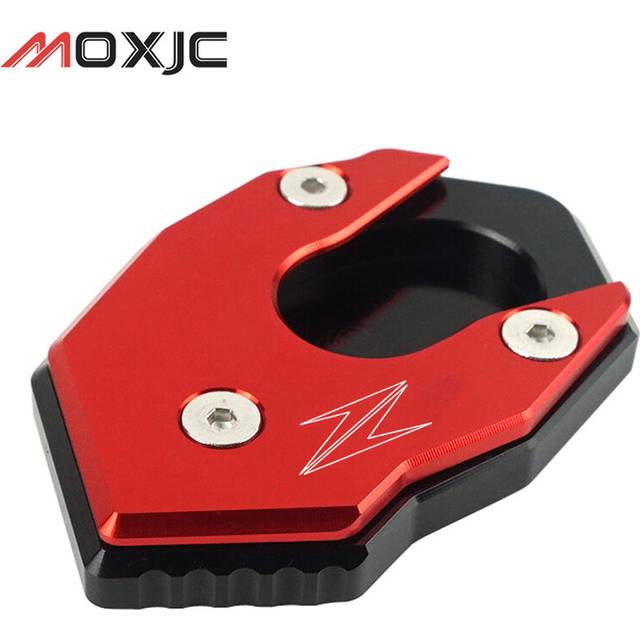 (Red) Side Foot Stand Pad Plate Kickstand Enlarger Support Extension for KAWASAKI