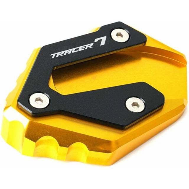 (Gold-TRACER7) Aluminum Motorcycle Kickstand Foot Side Stand Extension Pad Support Plate