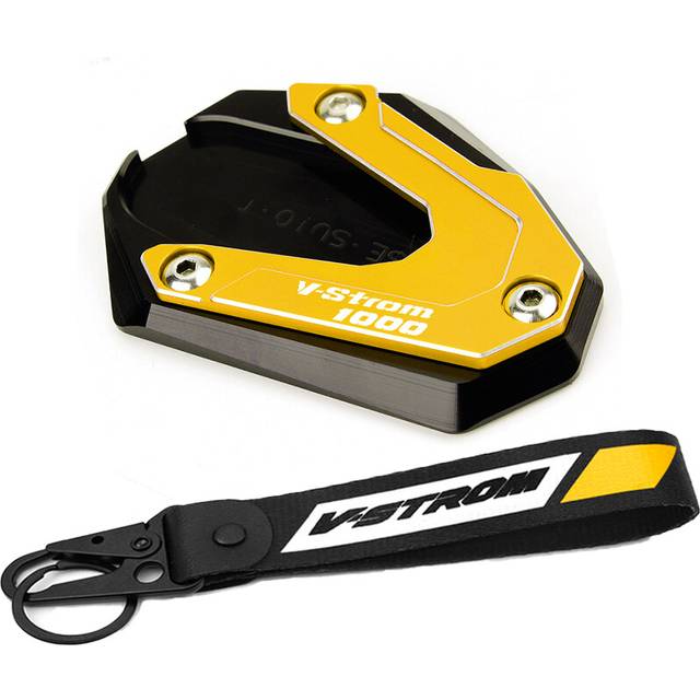 (combo-Gold) Motorcycle Foot Side Stand Extension Pad Kickstand Plate For Suzuki V-Strom