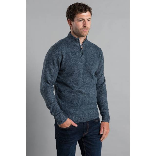 Kensington Eastside Mens Blue Ribbed 1/4 Zip Funnel Neck Jumper - Size X-Large