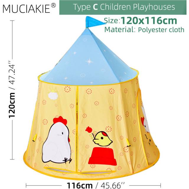 (C) 24 Types Children Playhouses Kids Indoor Outdoor Play Tents Portable Foldable Princess Prince Castle Gift Courtyard Garden House